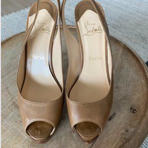 Christian Louboutin Peep Toe Slingback Platform 6" Heel  1" Platform